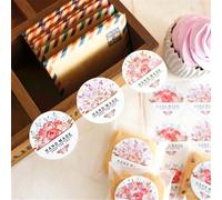 Étiquettes Autocollantes Fleurs Rondes Colorées, 54 Pièces/Lot(6 Feuilles), Papillon Juste Pour Vous, Design De Fleurs Faites À La Main, Papeterie Autocollante