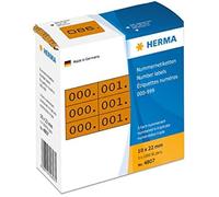 Herma – Étiquettes numérotées 0–999 Lot 3000, 22×10 mm, autocollantes, triple séquentiel, marron