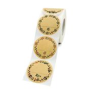 Etiquettes Autocollantes Lot de 50 à 500 étiquettes autocollantes remerciement en papier kraft 5 cm, motif fleurs, for emballage cartes, pâtisserie, fête(QY2089-100pcs)