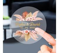 Étiquettes autocollantes personnalisées avec feuille d'or véritable, décalcomanies florales 60 à 240 quantités, pour fête d'anniversaire, bébé, animaux de compagnie, produits de bureau, boîtes cadeaux