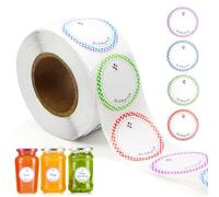 Etiquettes Autocollantes Personnalisées Étiquettes pour Bocaux 600 Pièce Gomettes Autocollante Pastille Etiquette Congelation pour Cuisine Bureau Confiture Epices Bouteilles (Ronds)