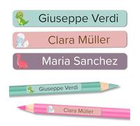 Étiquettes autocollantes personnalisées pour Fournitures Scolaires, 70 pièces - Idéal pour l'école de vos Enfants - Marquez vos Stylos, Crayons de Couleurs ou Trousse - Résistant à l'eau (Dinosaures)