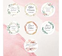 Étiquettes autocollantes personnalisées rondes pour cadeaux de mariage, anniversaire, étiquettes autocollantes personnalisées en vinyle, lot de 12