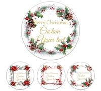 Étiquettes autocollantes personnalisées rondes pour cadeaux de Noël avec police dorée métallisée, autocollants imperméables personnalisés pour fête d'anniversaire, cadeaux de vacances