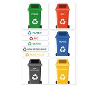 Etiquettes autocollantes pour poubelles de tri sélectif - SIGNALETIQUE.BIZ FRANCE - I0888 - 50 x 50 mm - Blanc