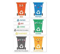 Etiquettes autocollantes tri sélectif pour poubelles (I0890) - 50 x 50 mm - SIGNALETIQUE.BIZ FRANCE - Blanc