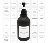 Étiquettes Bien-Être Personnel Francais, En Matériau Imperméable Et Lavable/Etiquette Salle De Bain Francais, Salle De Bain Accessoire Douche, Flacon Pompe Vide, Étiquette Bocaux, [Chu10502190]