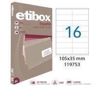 APLI Étiquettes Paper Etibox – Blanc – 105 x 35 mm – 1 600 étiquettes (100 feuilles x 16)
