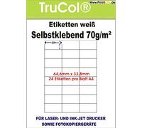 Étiquettes Blanches Autocollantes 64,6 x 33,8 sur Le Format DIN A4. 25, 100, 1000 Feuilles DIN A4, 70 g/m² pour photocopieuses et imprimantes Laser et Jet d'encre. 25 Blatt / 600 Etiketten