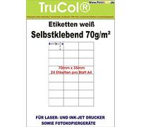 Étiquettes blanches autocollantes 70 x 35 sur le format DIN A4. 25, 100, 1000 feuilles DIN A4, 70 g/m² pour photocopieuses et imprimantes laser et jet d'encre. 25 Blatt / 600 Etiketten