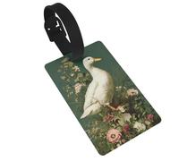 Étiquettes blanches en forme de canard avec fleurs sauvages et herbe pour bagages, étiquettes d'identification pour valise, idéales pour les sacs à dos de voyage et de croisière