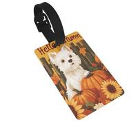 Étiquettes blanches en forme de chien, citrouilles, tournesols, feuilles, étiquettes de bagages, étiquettes d'identification pour valise, idéales pour les sacs à dos de voyage et de croisière