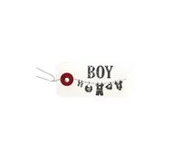 Etiquettes blanches + Tampon bois Boy