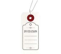 Etiquettes blanches + Tampon bois Invitation