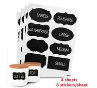 Étiquettes bocaux,Étiquettes de Ardoise,stickers autocollantes,pour bureau,épices,cadeau,cuisine,enveloppe,confitures,bar,noir,4 pcs