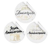Étiquettes cadeau - SUD TRADING - Joyeux Anniversaire - Lot de 18 - Blanc - 3 modèles