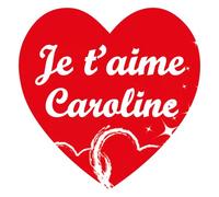 Étiquettes cadeaux JE T'AIME personnalisées avec 4 prénoms - Taille 35 x 35 mm - Stickers autocollants en forme de coeur