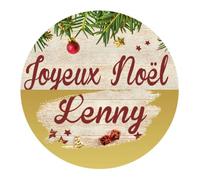 Étiquettes cadeaux JOYEUX NOËL à gratter personnalisées avec 4 prénoms - Rondes Ø 35 mm - Stickers autocollants