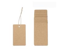 Étiquettes cadeaux vierges en papier Kraft, 100 pièces, étiquettes volantes avec cordes, cartes d'emballage cadeau f pour étiquettes de prix(Brown Style D)