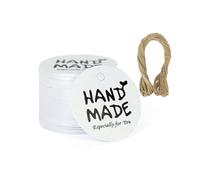 Étiquettes cadeaux vierges en papier Kraft, 100 pièces, étiquettes volantes avec cordes, cartes d'emballage cadeau f pour étiquettes de prix(Round L03)