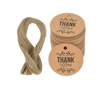 Étiquettes cadeaux vierges en papier Kraft, 100 pièces, étiquettes volantes avec cordes, cartes d'emballage cadeau f pour étiquettes de prix(Round L15)