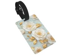 Étiquettes camélias avec couleur blanche dorée pour bagages, nom et valise, idéales pour les sacs à dos de voyage et de croisière