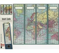 Etiquettes carton classeur, à design motif “Map of the world”, pour classeurs standard dos large A4, original de File Art et a-m-w-shop