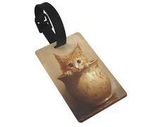 Étiquettes classiques en céramique avec motif chat qui regarde, idéal pour les sacs à dos de voyage, croisière, sac à dos