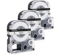 étiquettes compatible pour SS12KW LC-4WBN Ruban 12mm x 8m, pour LabelWorks LW-300 LW-300L LW-400 LW-500 LW-600P Etiqueteuses, Noir sur Blanc, Pack de 3