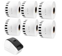 Étiquettes Compatibles DK-22223 à Longueur Continue 50mm x 30,48m pour Imprimantes Brother QL - Rouleaux Adhésifs pour Bureau, Expédition et Archivage (6 Rullar alla utan Hållare)