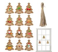 Étiquettes d’arbre de Noël | 12 pièces étiquettes cadeaux étiquettes nominatives pendentif arbre de noël,Polyvalent avec 15 cordes, décoration d'intérieur pour le nouvel an, artisanat d'art, cadeaux.