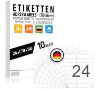 Étiquettes d'adresse 70 x 36 mm (240 étiquettes - 10 feuilles A4) autocollantes, imprimables, à jet d'encre et laser pour adresses, colis et lettres, étiquettes d'adresse de qualité supérieure