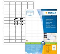 Étiquettes d'adresse Premium A4 38,1x21,2 mm coins arrondis blanc papier mat 6500 pcs.
