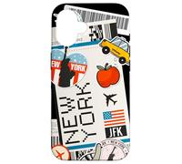Étiquettes d'aéroport Carte d'embarquement de JFK, New York Coque pour iPhone 16