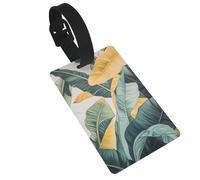 Étiquettes de bagage à grandes feuilles vert clair, jaune, style bohème, idéales pour les sacs à dos de voyage, croisière, sac à dos