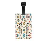 Étiquettes de bagage à impression contrastée abstraite avec couverture d'intimité arrière intégrale - Étiquette d'identification en PVC durable pour valises, sacs de voyage