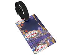 Étiquettes de bagage amusantes avec impression de ville de nuit de Las Vegas, étiquettes d'identification de valise de voyage, femmes et hommes