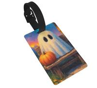 Étiquettes de bagage avec fantôme mignon assis dans un porche - Idéal pour les sacs à dos de voyage et de croisière