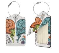 Étiquettes de bagage avec fonctions cérébrales gauche et droite, approuvées par la TSA, 4 étiquettes d'identification en cuir pour valise, étiquette d'identification de confidentialité avec boucle en