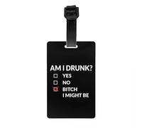 Étiquettes de bagage avec inscription « Am I Drunk I Might Be Funny Drinking » pour valises, étiquettes de protection de la vie privée