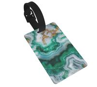 Étiquettes de bagage avec surface en agate blanche et vert émeraude - Idéal pour les sacs à dos de voyage et de croisière