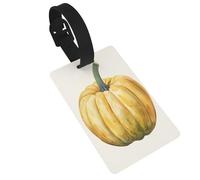 Étiquettes de bagage citrouille jaune aquarelle pour nom, étiquettes d'identification pour valise, idéales pour les sacs à dos de voyage et de croisière