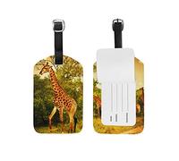 Étiquettes de bagage de voyage girafe savane africaine étiquette de bagage de valise en cuir 1 pièce
