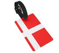 Étiquettes de bagage drapeau danois du Danemark. Durable et élégant, cet accessoire de voyage unisexe facilite l'identification de vos bagages.
