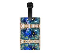 Étiquettes de bagage durables avec impression 3D de dauphins du monde sous-marin pour valises/sacs de voyage, étiquettes pour une identification facile des bagages (taille unique)