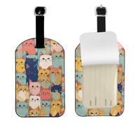 Étiquettes de bagage élégantes avec motif de chats mignons dans une variété de couleurs, 10,9 x 7,9 cm, accessoire de voyage essentiel pour valises