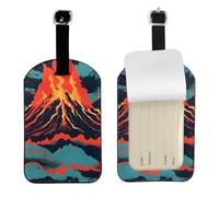 Étiquettes de bagage en cuir avec impression volcano pour valises, protection de l'intimité, essentiels de voyage