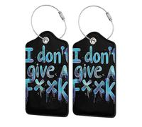 Étiquettes de bagage en cuir noir aquarelle « I Don't Give Graffiti » avec protection de confidentialité - Porte-badge en acier inoxydable pour valise, sac de voyage, porte-documents