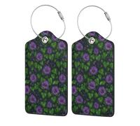 Étiquettes de bagage en cuir Purple Morning Glory avec protection de confidentialité et boucle en acier inoxydable pour voyage, 2 pièces
