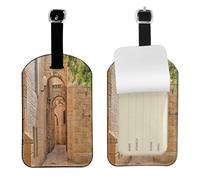 Étiquettes de bagage en cuir résistant aux rayures pour valises, rues d'architecture, maisons, étiquettes d'identification de voyage personnalisées pour sacs à dos, sacs avec housse d'intimité